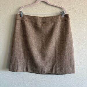 NWT J. Crew Factory A-Line Mini Skirt Wool-Blend Women’s 16 Herringbone Brown